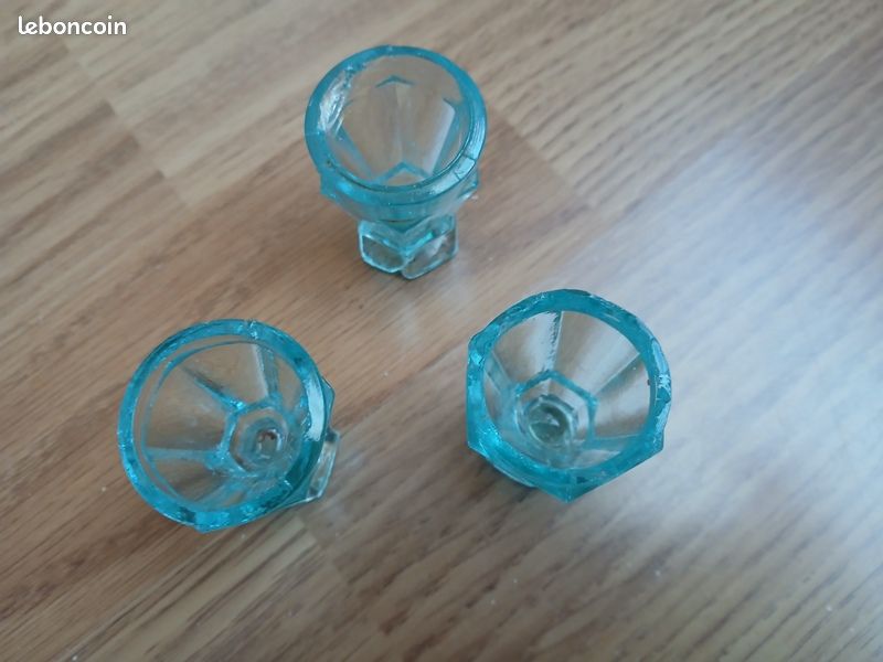 lot dinette ancienne en verre Portieux Ou Meseinthal