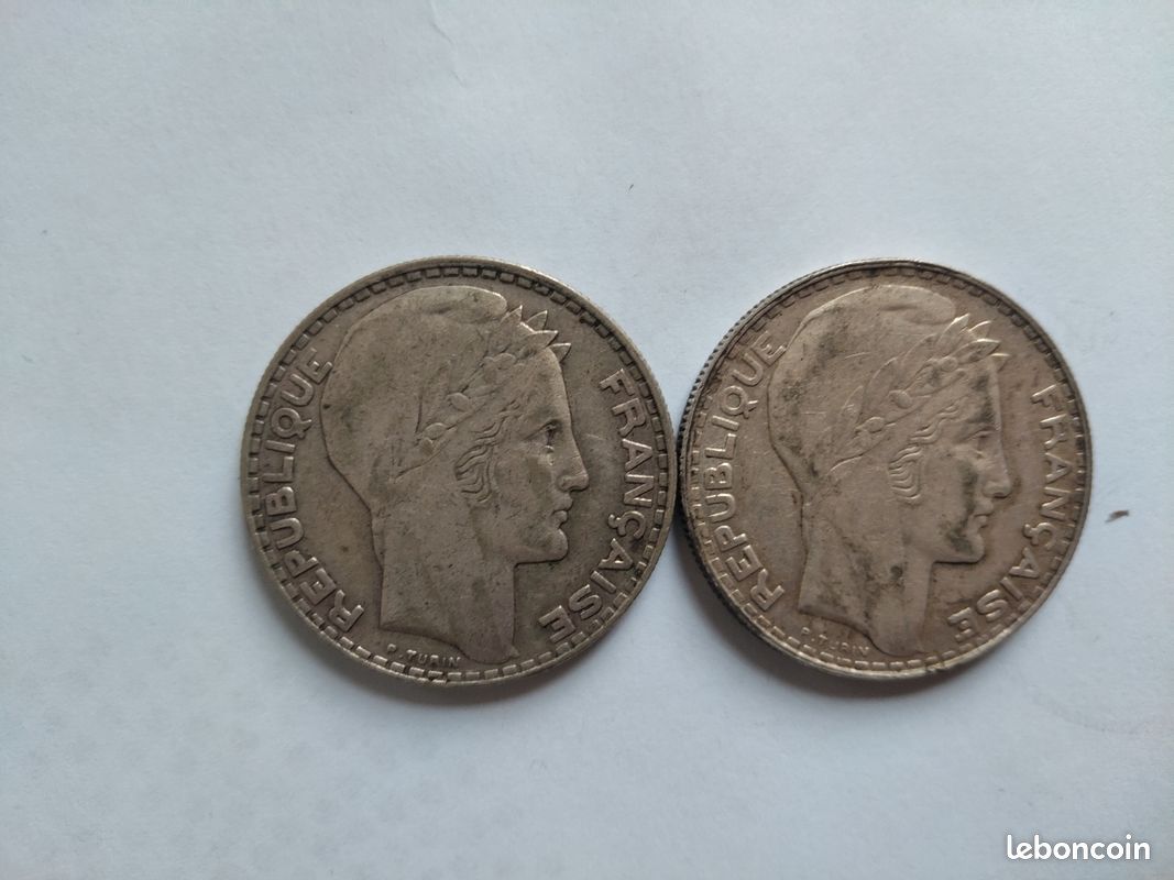 2 pièce 20 francs turin argent 1933 (image 2)