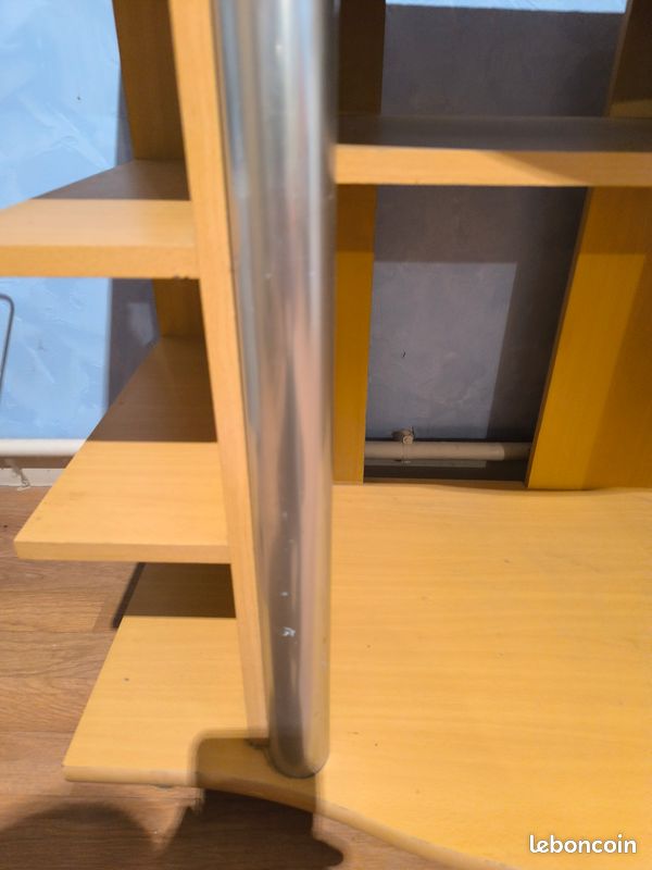Meuble TV hêtre beige avec support DVD tournant (image 3)