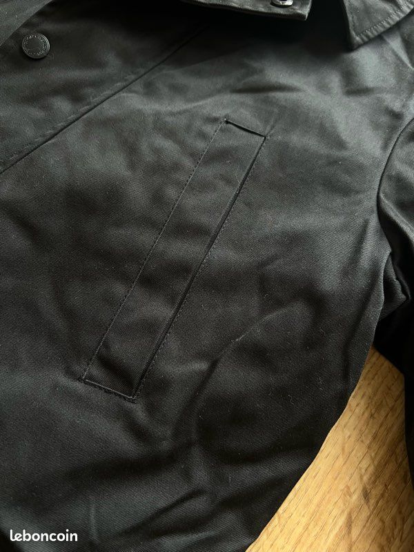 Veste chevignon vintage noire parka mi-longue coton poches doublure bleue homme taille s (image 10)