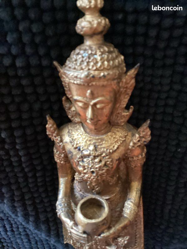 Grande statue de bouddha Thaïlandaise Bronze doré XXème 50 cm (image 10)