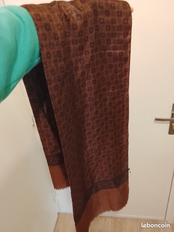 Reste De Tissu Soie Pure 100% Marron Deux Tons - Vintage Inde - 184x40 Pouces - Loisirs Créatifs