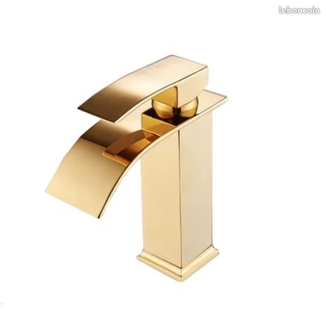 Robinet mitigeur cascade en acier inoxydable 304 + 2 flexibles 60cm - Doré Or (image 2)