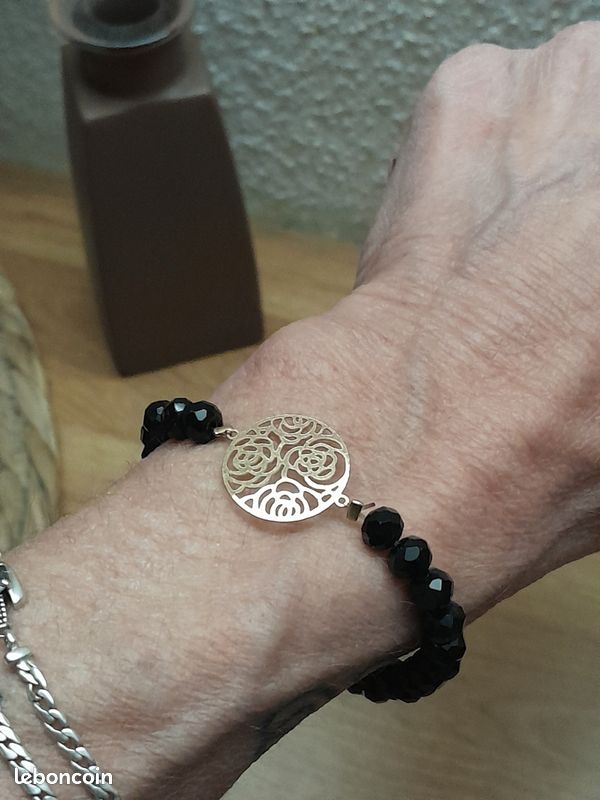 Bracelet multi-rangs pour homme, avec pierres naturelles et croix, modèle Mirando