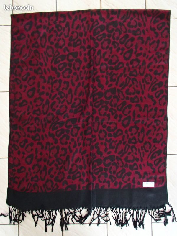Etole echarpe foulard chale shawl scarf pashmina soie bordeau (image 2)