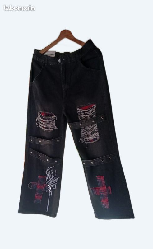 Jeans fashion avec croix neuf t l (image 1)