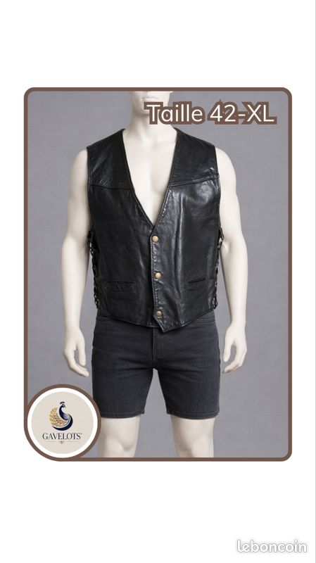 Gilet En Cuir Noir Femme Kenar, Taille M - Occasion Très Bon état, Style Biker, Doublé