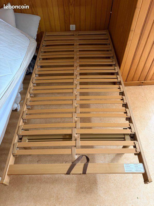 Sommier 90 cm avec tête rehaussable + matelas (image 1)