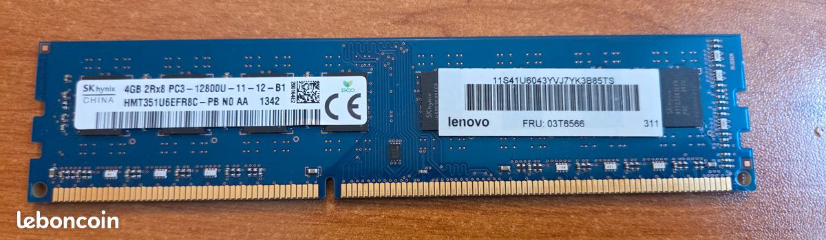 Barrette RAM 4 Go DDR3 Hynix HMT351U6EFR8C-PB – PC3-12800 – 1600 MHz – Occasion Fonctionnelle