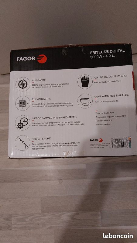 Friteuse digital 3000w_4.2 L marque FAGOR neuf (image 3)