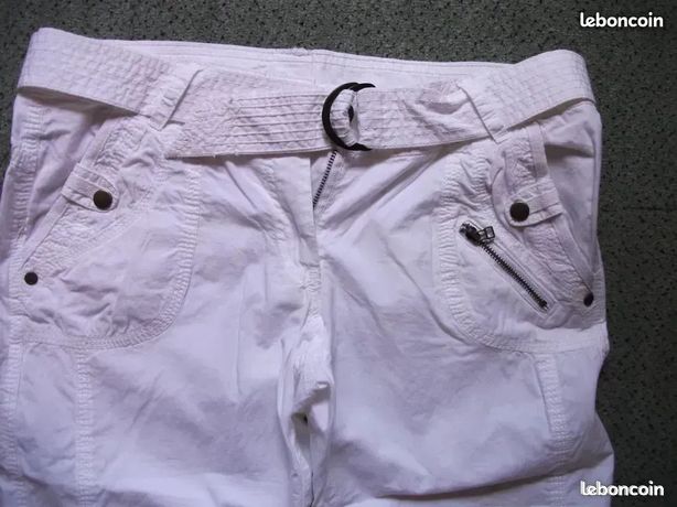 Pantalon Court (pantacourt) Blanc SOMEWHERE Taille 38 - Tencel Et Coton, Neuf Avec étiquettes