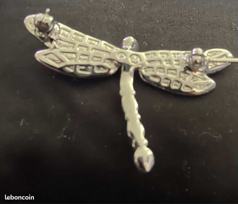 Broche Vintage Libellule - Cristal Et Diamant, Couleur Or - Réf. *4509 - Occasion