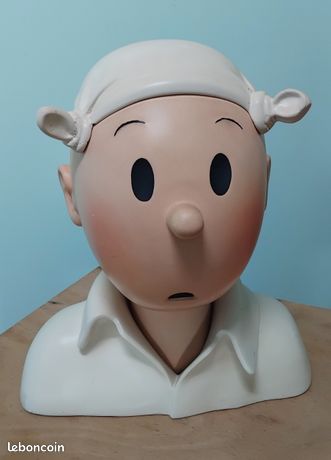 ANCIEN BUSTE TINTIN BEIGE 34 X 38 CM DE HAUT TRES BON ETAT EN RESINE