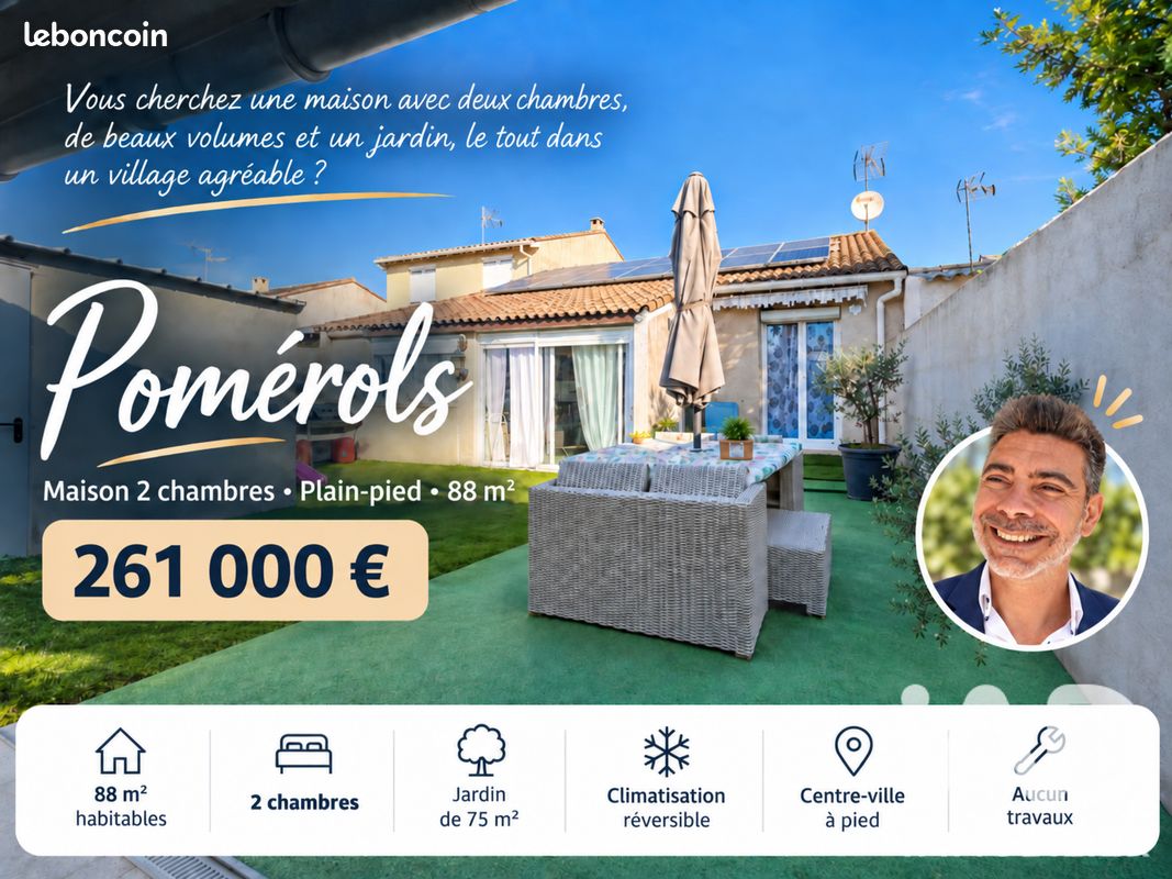 Maison 4 pièces 88 m² · à Pomérols · 88 m² · 261 000 €