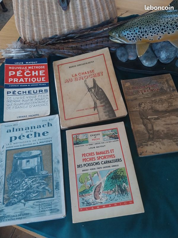 Lot De 5 Vieux Livres Sur La Pêche Au Lancer - Pêche Au Moulinet, Leurres Anciens