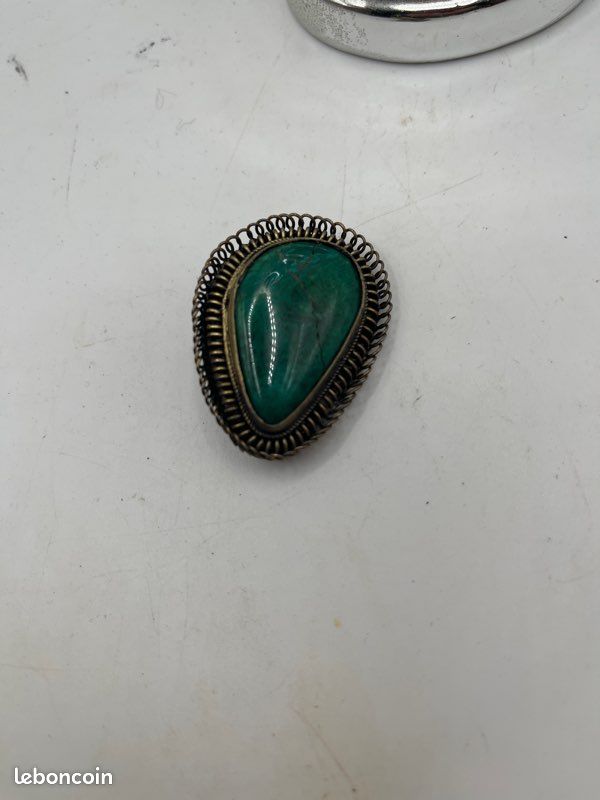 Broche Ancienne En Plaqué Or Avec Pierres Fantaisie - Bijou Vintage - Réf 125-19/A1-15