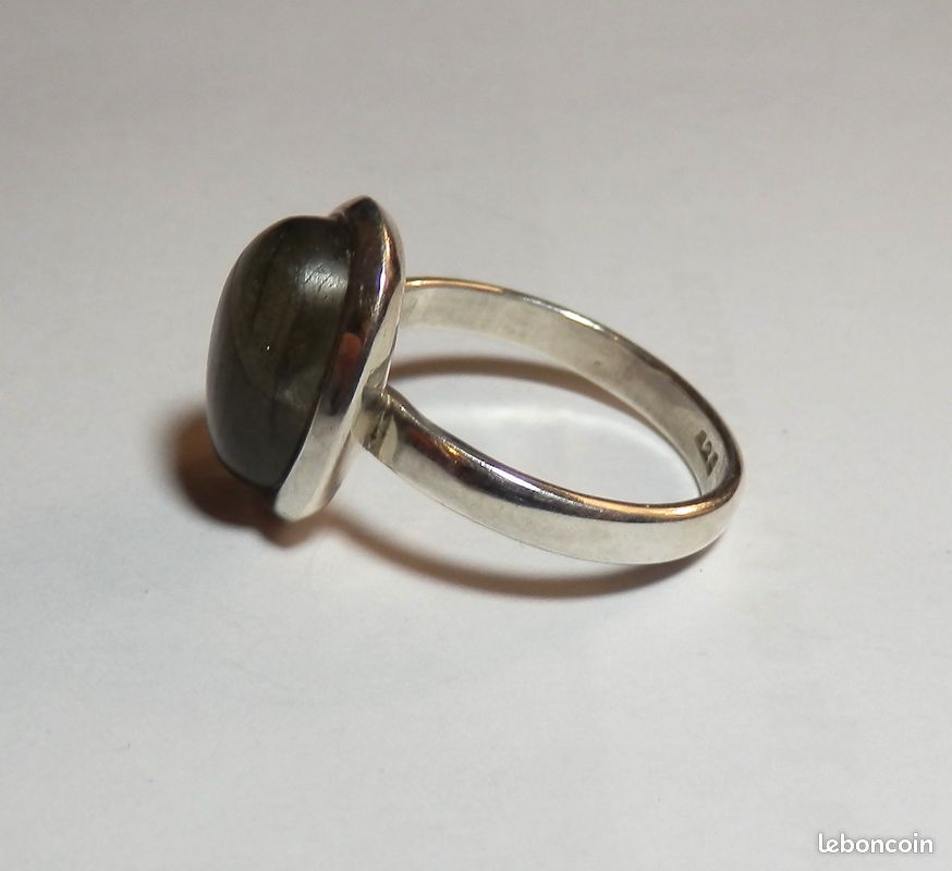 Bague argent massif et pierre labradorite T60 (image 4)
