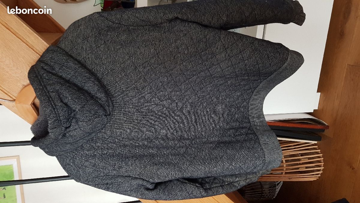 Blouson à capuche chaud homme gris chiné (image 2)