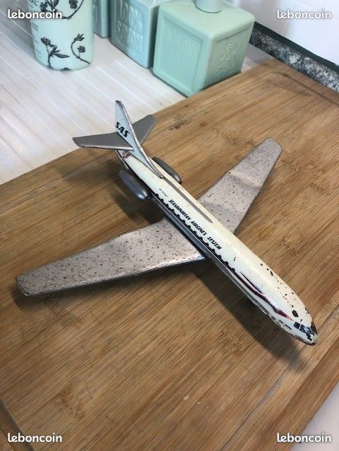 Jouet Vintage Mont-blanc : Avion Caravelle Dauphiné F-BHRA En Tôle à Friction