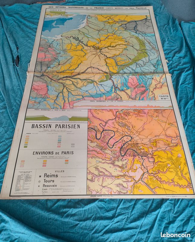 Lot de 17 anciennes cartes scolaires de géographie (image 11)