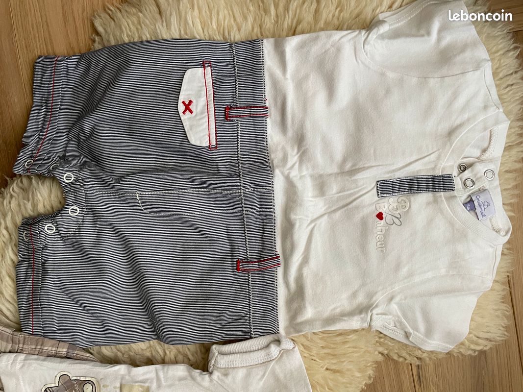 Lot de 2 ensembles bébé garçon 9 mois : combinaison coudémail et ensemble verbaudet (image 2)