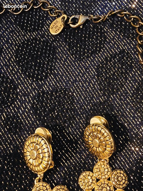 Ensemble Choker Multirangs & Clips Oversize Dorées Vintage (image 9)