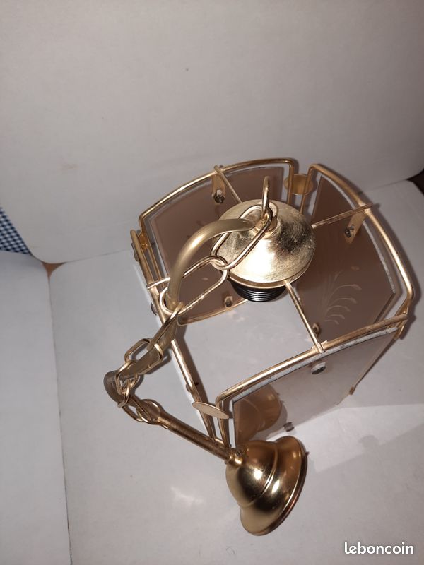 Suspension en verre et fer doré droite (image 2)