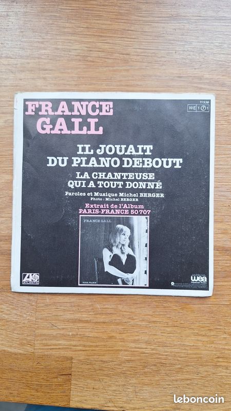 Vinyle 45 tours FRANCE GALL IL JOUAIT DU PIANO DEBOUT (image 2)
