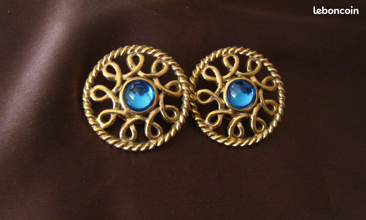 Boucles D'oreilles Clips Vintage Guy Laroche - Occasion - Bijou Rétro