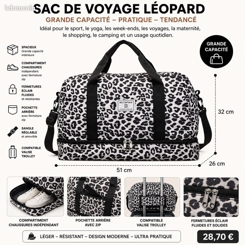 Grand sac léopard (image 3)