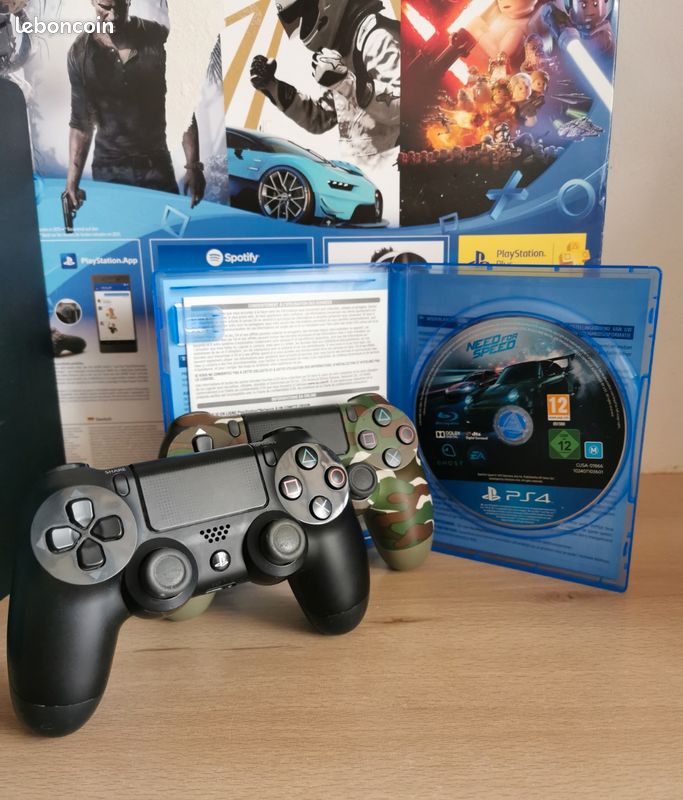 Console PS4 Slim 500Go Noire – Avec Manette Et Câbles – OS 9.60 – Garantie 1 An (occasion)
