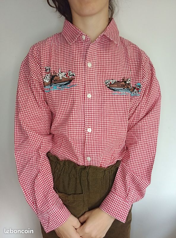 Chemise Femme Vichy Vineyard Vines - Taille 4, Rose Et Blanc, Col Boutonné, Occasion Très Bon état