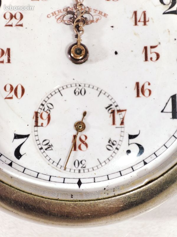 Chronomètre Décimal F. Senn Suisse 1910-1919 - Montre De Gousset Argent Massif - Occasion (Ne Fonctionne Pas)