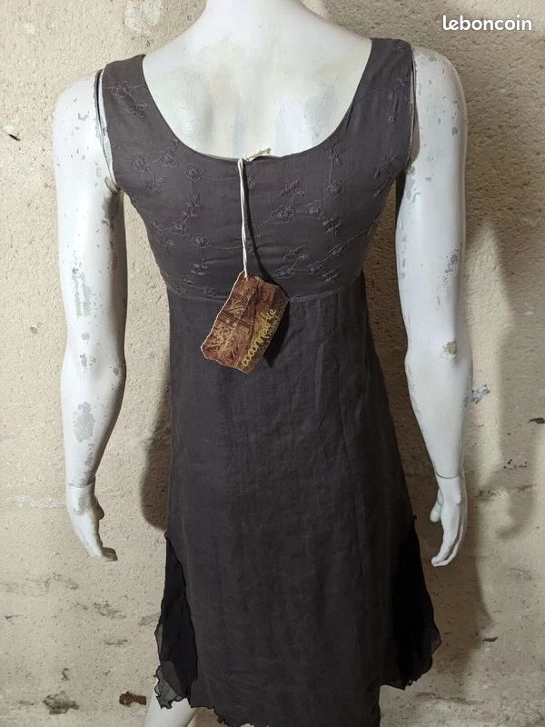 Robe Sans Manches Cocomenthe Taille 36 - Marron, Mélange Lin-coton-soie - Style Casual à Capuche