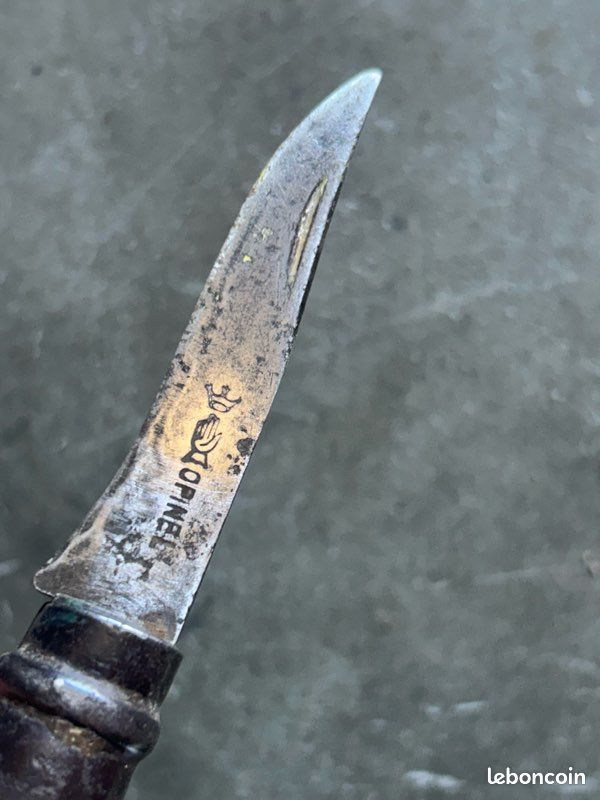 Ancien Couteau Opinel France N°2, Manche Bois, Virobloc, Longueur 28,5 Cm, Collection
