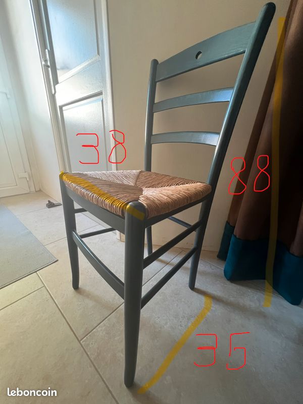 Vends lot de 14 chaises en paille bleues (image 3)
