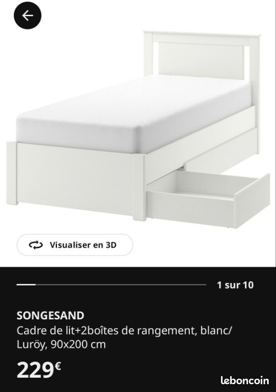 Lit simple 90x200 IKEA (image 6)