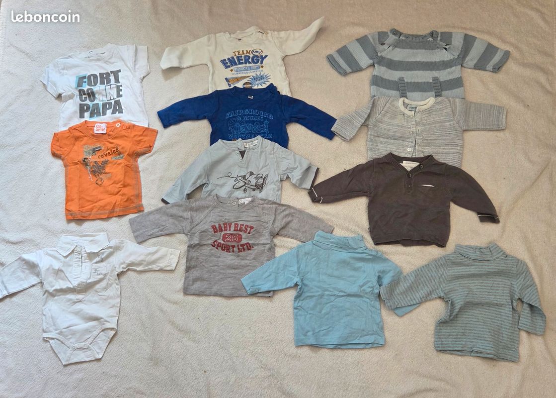 Lot vêtements bébé 3 mois (60 cm) – 52 pièces – Très bon état (image 4)
