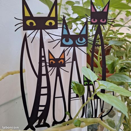 Plaque Métal 'Ici C'est Le Chat Qui Commande !' Bleu - 20x20 Cm - [R3538