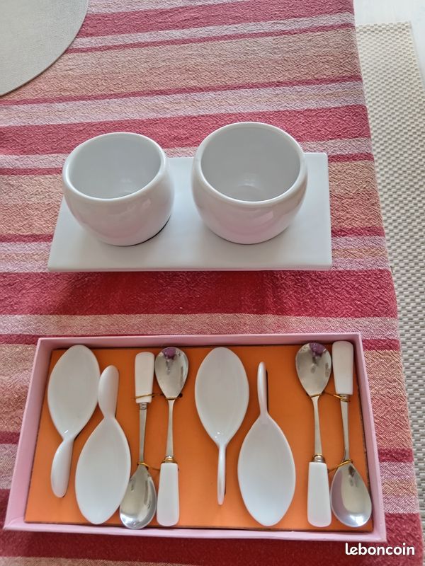 Service apéritif en céramique blanche – Ensemble complet (image 2)