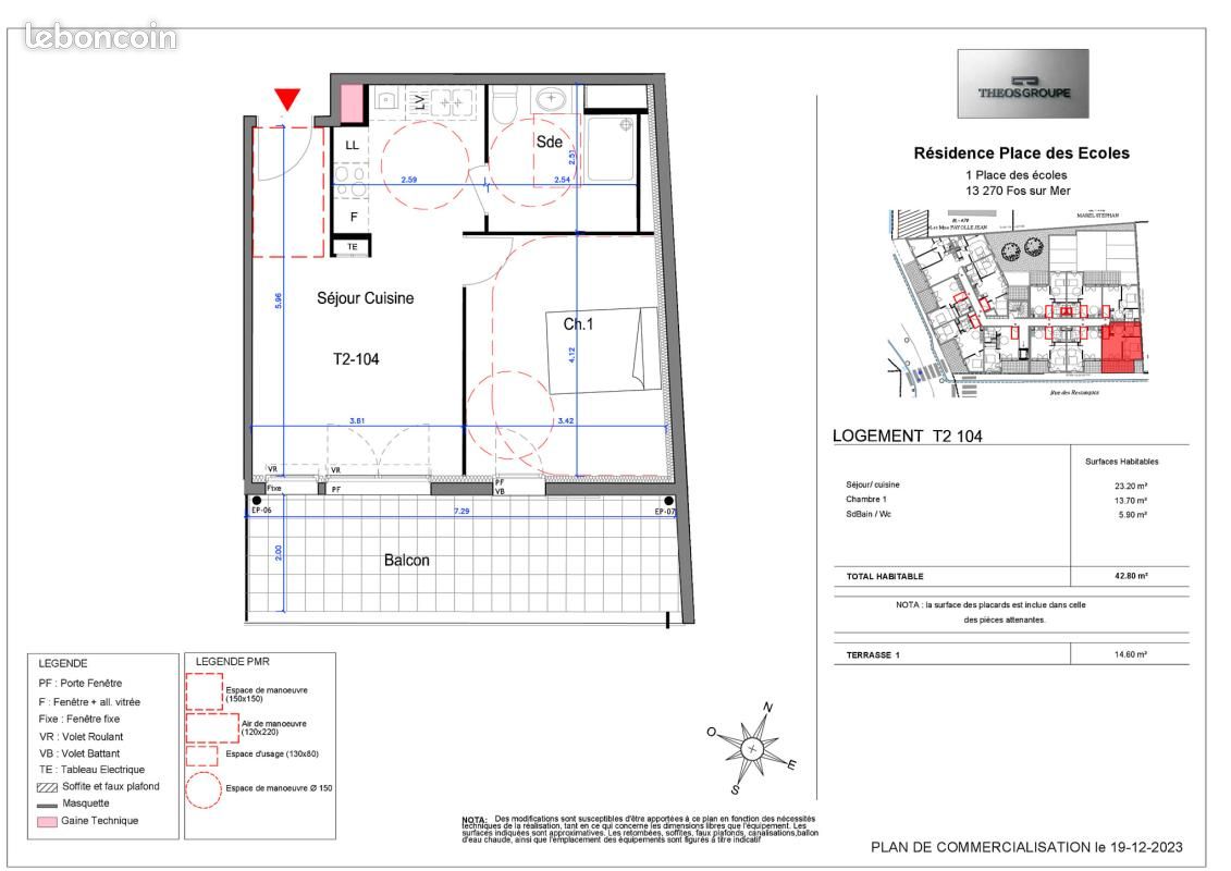 Appartement 2 pièces 43 m² · à Fos-sur-Mer · 43 m² · 640 €/mois