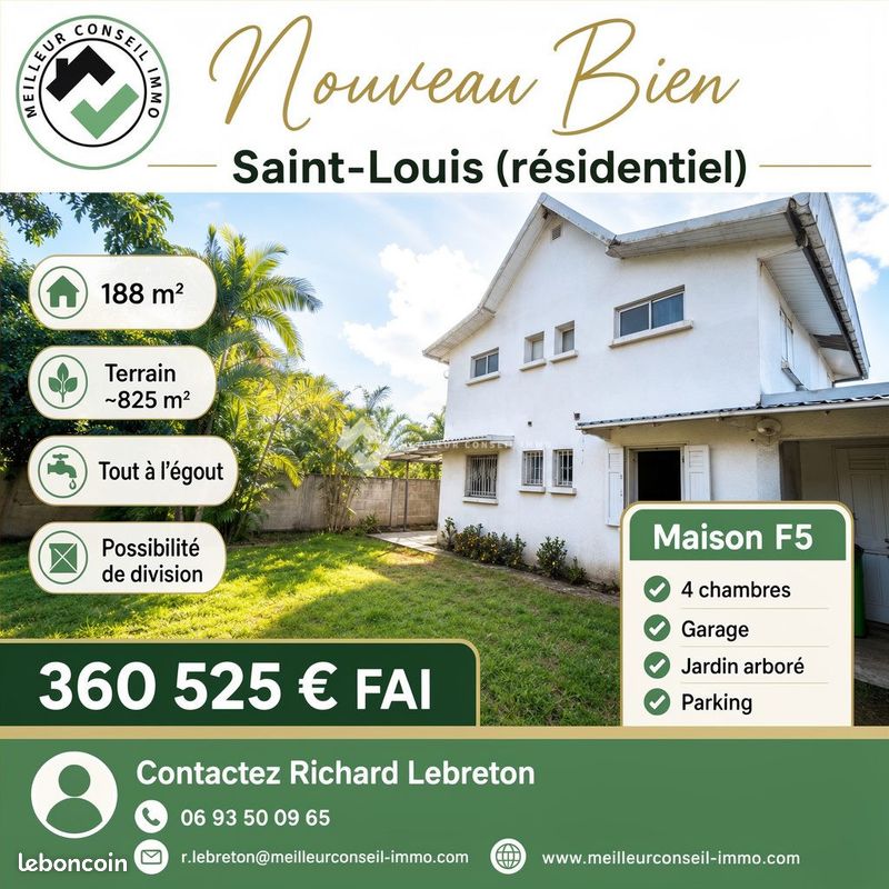 Maison 7 pièces 188 m² · à Saint-Louis · 188 m² · 360 525 €