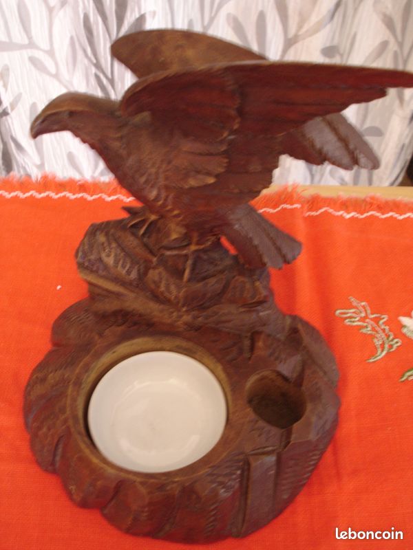 Encrier ancien en bois sculpté (image 5)