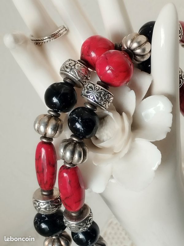 Collier En Pierres De Jaspe Naturelles - Bijou Ethnique Multicolore Sur Cordon, Neuf Sans Emballage