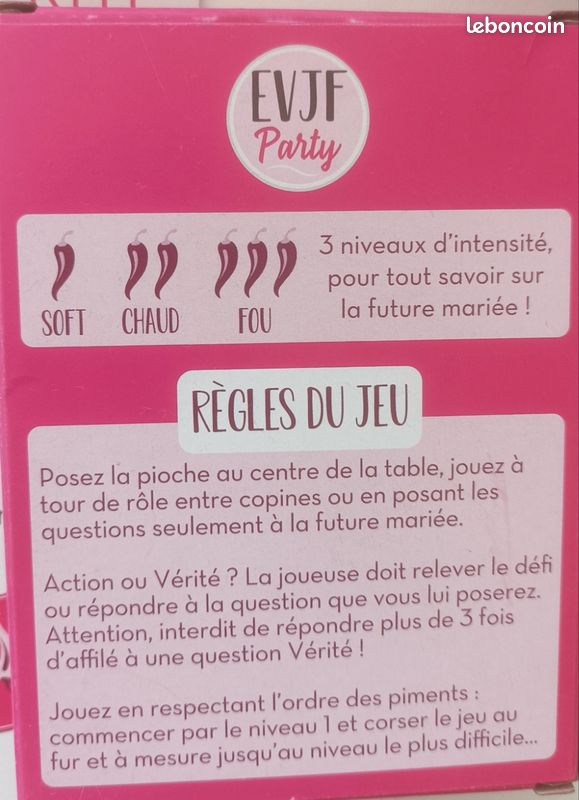 Jeu Action ou Vérité pour EVJFacheter en ligne