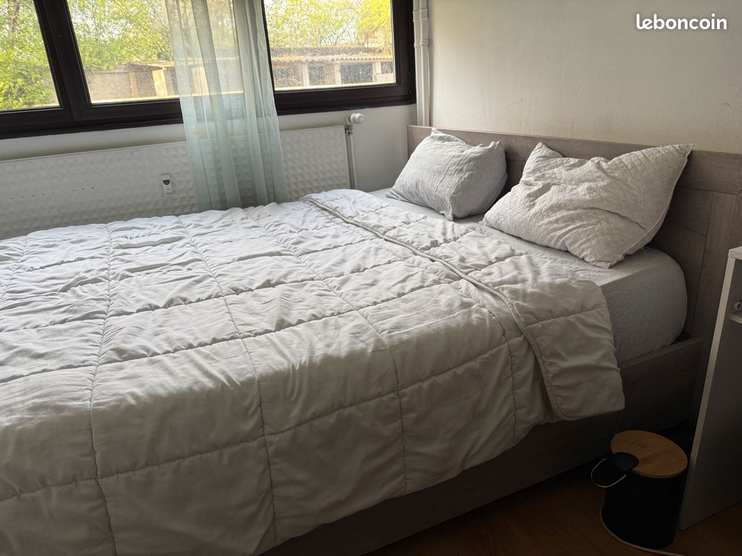 Lit 160*200+ sommier + matelas+ housse + protège matelas (image 1)