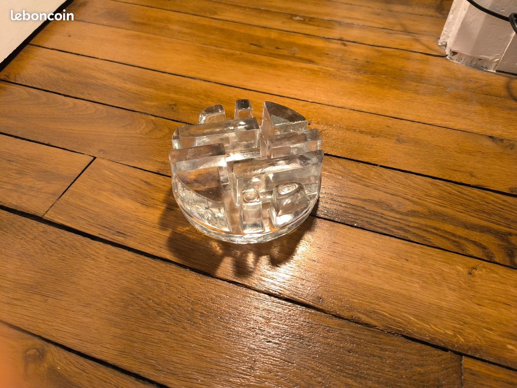 Chauffe plat / dessous de plat en verre cristal vintage année 70 Belmondo / Becker design vintage (image 7)