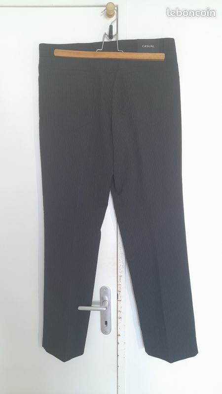 Pantalon de costume chino homme Casual noir à rayures grises