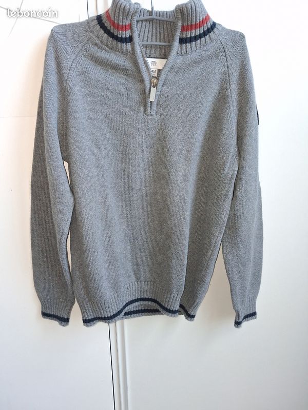 Pull Garçon 8-9 Ans Crew Clothing – Gris, Confortable, D'occasion En Très Bon état