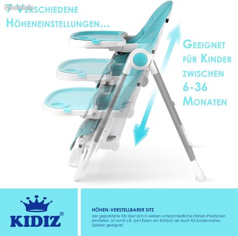 Chaise Haute 3 En 1 Kidiz Multi - Évolutive Avec Arceau De Jeu, Longue, Haute & Rehausseur Enfant - Gris Clair